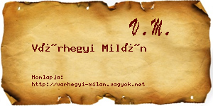 Várhegyi Milán névjegykártya